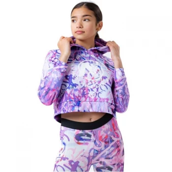 Image of Hype x Nerf Purple Graffiti Kids Cropped Pullover Hoodie - Purple