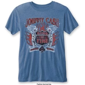 Image of Johnny Cash - Ring of Fire Unisex Large T-Shirt - Blue