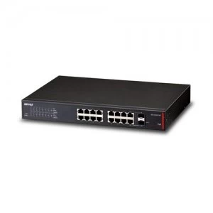 image of Buffalo BS-GS2016P network switch Managed L2/L3 Gigabit Ethernet (10/100/1000) Black 1U Power over Ethernet (PoE)