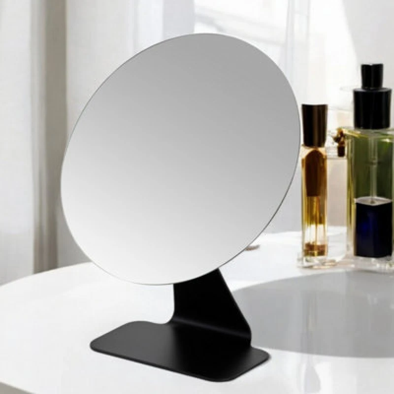 Image of Showerdrape Corus Black Round Vanity Mirror, Black CORUSVMB