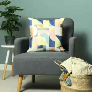Image of Furn Mikalo Abstract Print Recycled Polyester Cushion Cover, Multi, 43 x 43 Cm