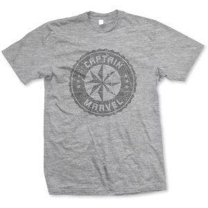 Image of Marvel Comics - Captain Marvel Grey Circle Unisex Large T-Shirt - Grey