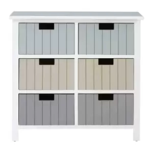 Image of Interiors By PH 6 Drawer Chest Assorted Colour Drawers White Frame