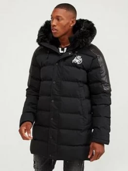Image of Kings Will Dream Hunton Long Line Parka Jacket - Black, Size S, Men