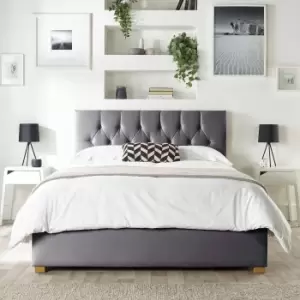 image of CL Boutique Velvet Double Ottoman Bedframe - Steel