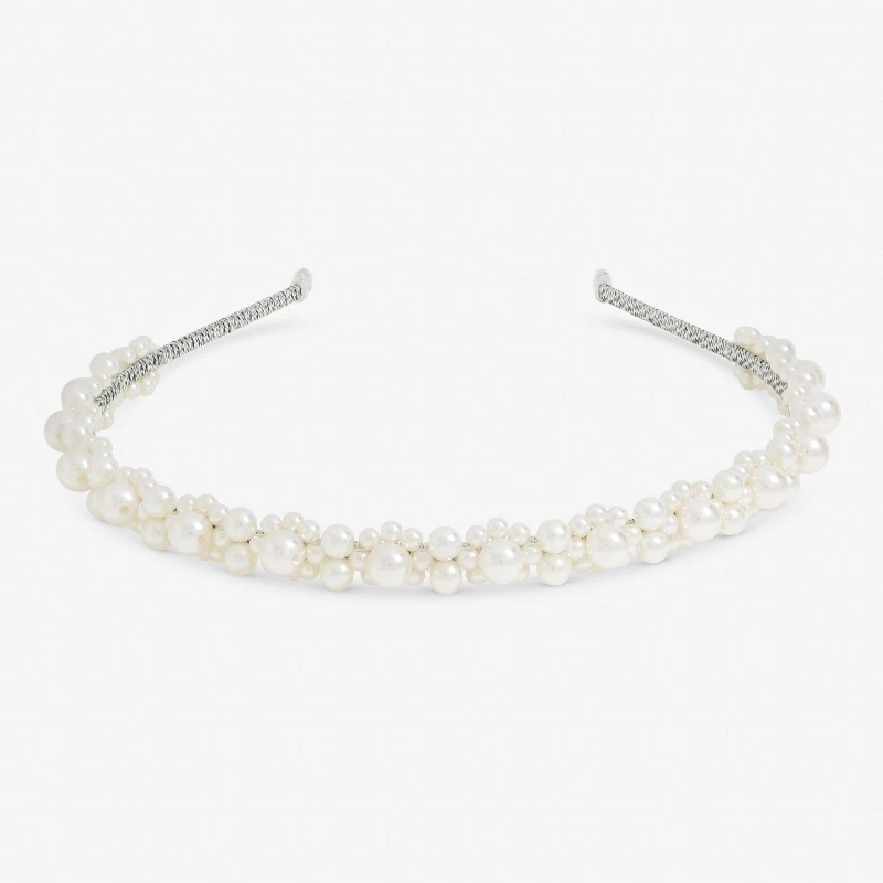 Image of Jon Richard Silver Plated Mixed Pearl Headband Headbands One Size Silver 73787111000