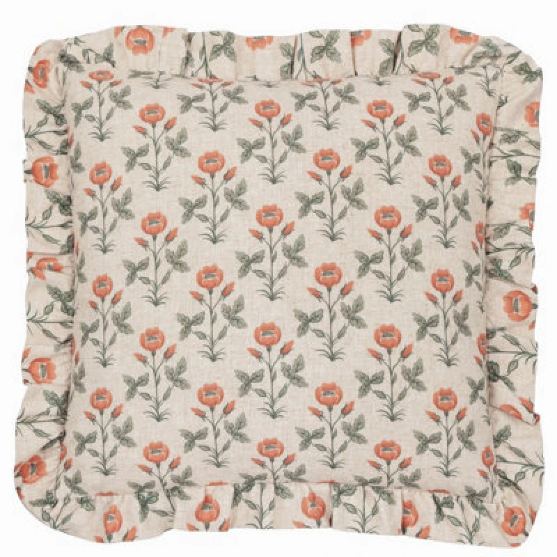 Image of Paoletti Paoletti Linen Renee Printed Ruffle Cushion Size: 50cm x 50cm Multi 50cm x 50cm Unisex 5025532822413
