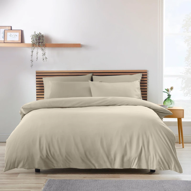 Image of Catherine Lansfield Catherine Lansfield 'So Soft Easy Iron' Duvet Cover Set in Natural Size: Super King Natural Super King Unisex 5057681138503