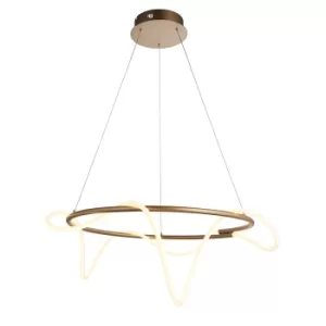Image of Attalea Modern Designer Ring Style LED Pendant Light Flexible Silcon Tube Satin Gold Finish