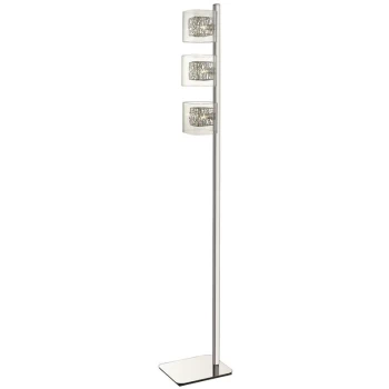 image of 3 Light Floor Lamp Mesh Chrome, Clear and Glass, G9 - Spring Lighting