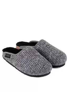 image of TOTES Mens Knitted Mule Slipper With Cork & Eva Sole - Grey, Size 11, Men