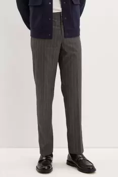 image of Mens Slim Fit Grey Pinstripe Smart Trousers