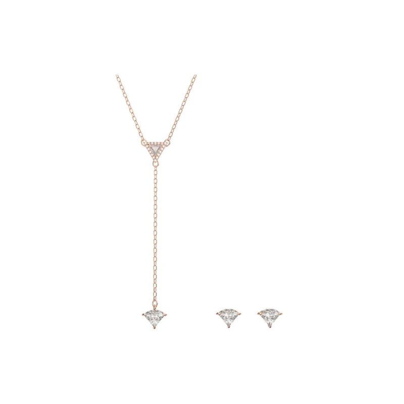 Image of Ortyx Triangle Cut White Rose Gold-tone Plated Set 5643730