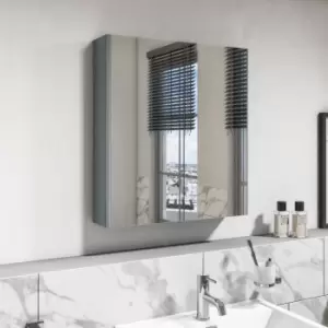 image of Light Grey Mirrored Wall Bathroom Cabinet 600 x 650mm - Pendle