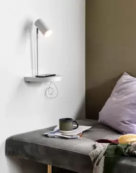 Image of Cody Indoor Living Dining Bedroom Metal Wall Light in White (Diam) 20cm