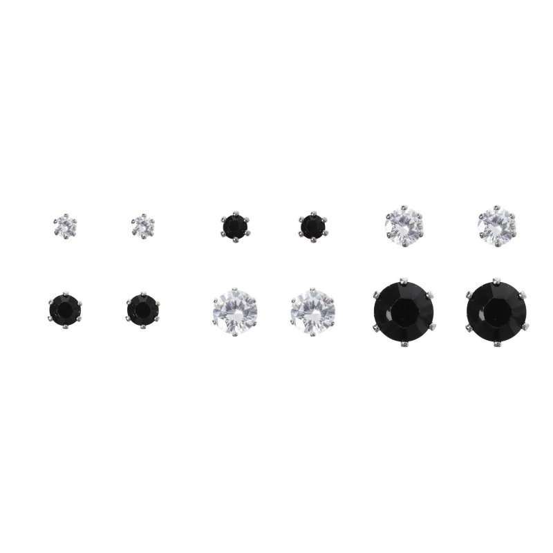 Image of Fabric 6 Pair Mixed Earrings - Silver Silver One Size