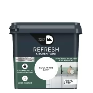 Image of Maison Deco Refresh Kitchen Cupboards, Worktops & Splashbacks Paint Cool White - 750ml