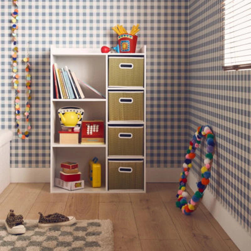 Image of sweeek Storage Unit With 4 Plant Fibre Baskets Light Brown