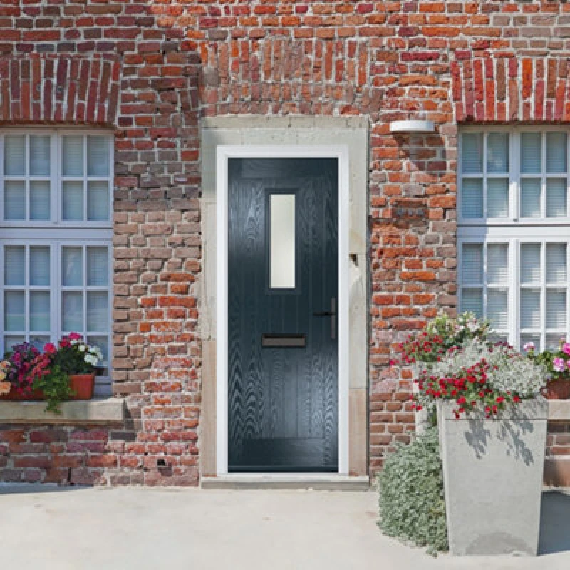Image of Lacerta Composite Door Sunningdale 7016 Grey 890mm X 2090mm Open In Left Hand Obs Glass 10 Year Guarantee - Free Delivery & Smart Lock