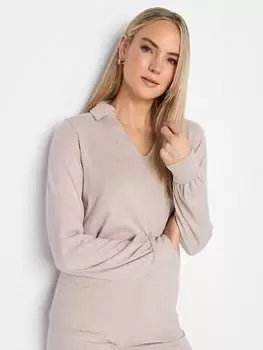 image of Long Tall Sally Long Tall Sally Pink So Soft Collar Detail Top, Pink, Size 12, Women