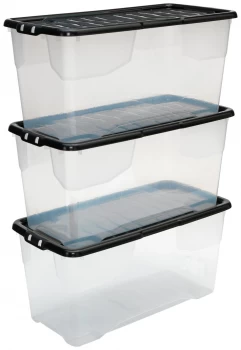 image of Argos Home Curve 80 Litre Lidded Storage Boxes - Set of 3