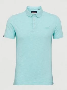 Image of Superdry Orange Label Jersey Polo, Blue Size M Men