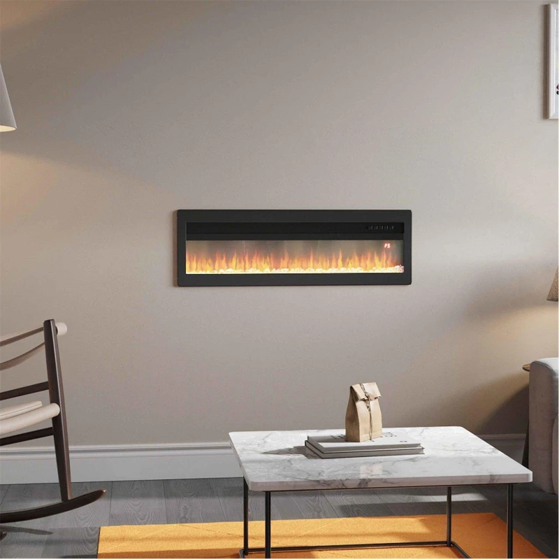 Image of Cottonfy UK 50/60" Recessed Electric Fireplace 1800W - Black 40 Inch