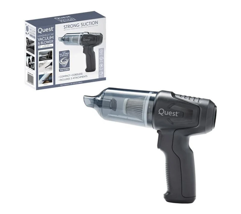 Image of QUEST 44900 Cordless Bagless Handheld Car Vacuum Cleaner - Black 5025301449001