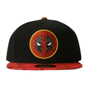 Image of MARVEL COMICS Deadpool Graffiti Logo Snapback Baseball Cap, Black/Red (SB454764DED)