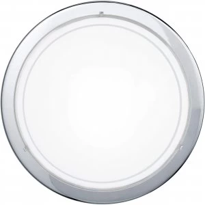 image of EGLO ES/E27 Round Chrome Wall/Ceiling Light With White Painted Glass Diffuser - 83155