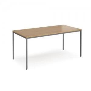 Image of Rectangular flexi table with graphite frame 1600mm x 800mm - oak