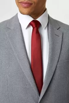Image of Mens Slim Dark Red Tie