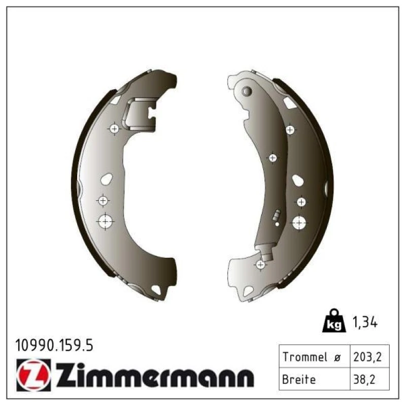 Image of ZIMMERMANN Brake Shoe Set ZIMMERMANN 10990.159.5