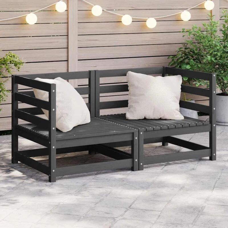 Image of VIDAXL Garden Corner Sofas 2 pcs Grey Solid Wood Pine Vidaxl 8720286354957