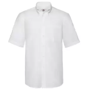 Image of Fruit Of The Loom Mens Short Sleeve Oxford Shirt (2XL) (White)