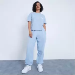 Image of I Saw It First Basic Embroidered T Shirt and Joggers Set - Blue