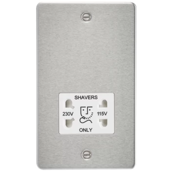 Image of KnightsBridge Flat Plate 115/230V dual voltage shaver socket - brushed chrome with white insert
