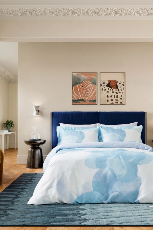 Image of Ted Baker 'Photo Magnolia' Cotton Duvet Cover Set in Light Blue Size: King Light Blue King Unisex 5016709715805
