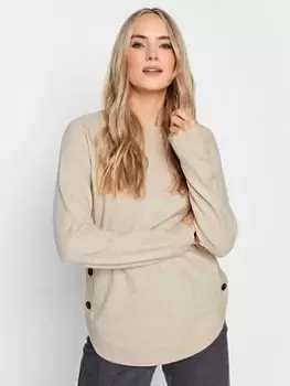 Image of Long Tall Sally Neutral Button Side Jumper, Natural, Size 14-16, Women