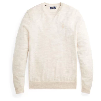 image of Polo Ralph Lauren Merino Wool Crew Neck Jumper - Oatmeal Heather