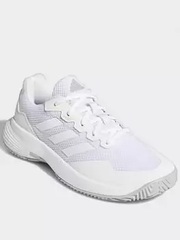 Image of adidas Gamecourt 2.0 Tennis Shoes, Black/White/White, Size 4.5, Women