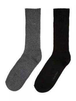 Image of Mens Calvin Klein Two pack rib boot sock Charcoal