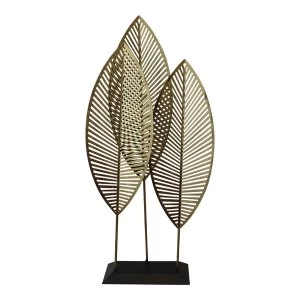 Image of Three Leaf Metal Standing Ornament, 51cm.