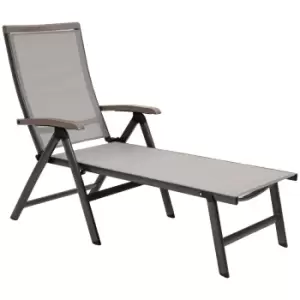 image of Outsunny Outdoor Folding Sun Lounger W/ Adjustable Backrest And Aluminium Brown