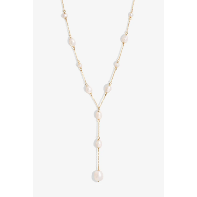 Image of Jon Richard Gold Plated Semi Precious Pearl Y Necklace Gold
