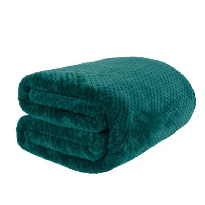 Image of OHS OHS Luxury Large Waffle Honeycomb Mink Warm Throw in Teal Size: 150cm x 200cm Teal 150cm x 200cm Unisex 5027434168620