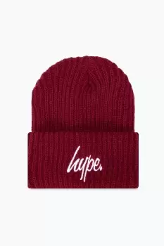 image of HYPE BURGUNDY CHUNKY KNITTED BEANIE