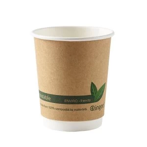 Image of Kraft Paper Cups 8oz Double Wall PLA Pack of 25