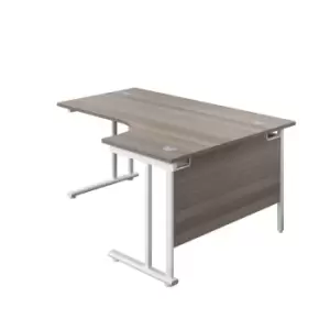 Image of Tc 1800X1200 Twin Upright Right Hand Radial Desk Grey Oak-White + Desk High Ped