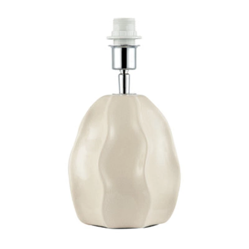 Image of Happy Homewares Cream Gloss Ceramic Ripple Effect Table Lamp Base With Crackle Design